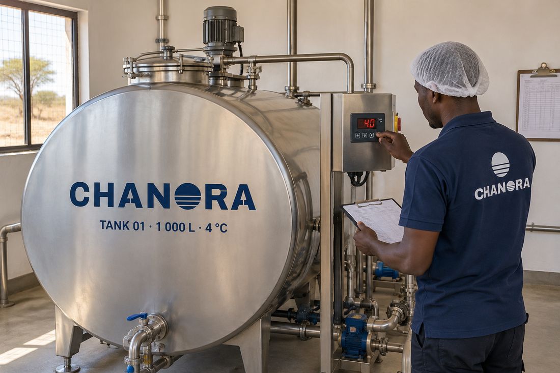 Solar chilling tank at a Chanora collection centre